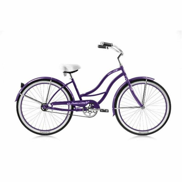 Micargi 26 in. Tahiti Womens Beach Cruiser Bicycle, Purple & Purple MI332846
